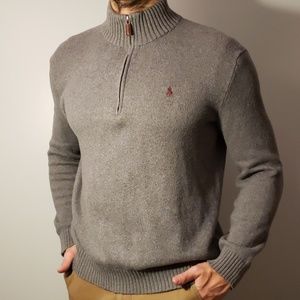 Men's Gray Ralph Lauren Half-zip Sweater - Size L